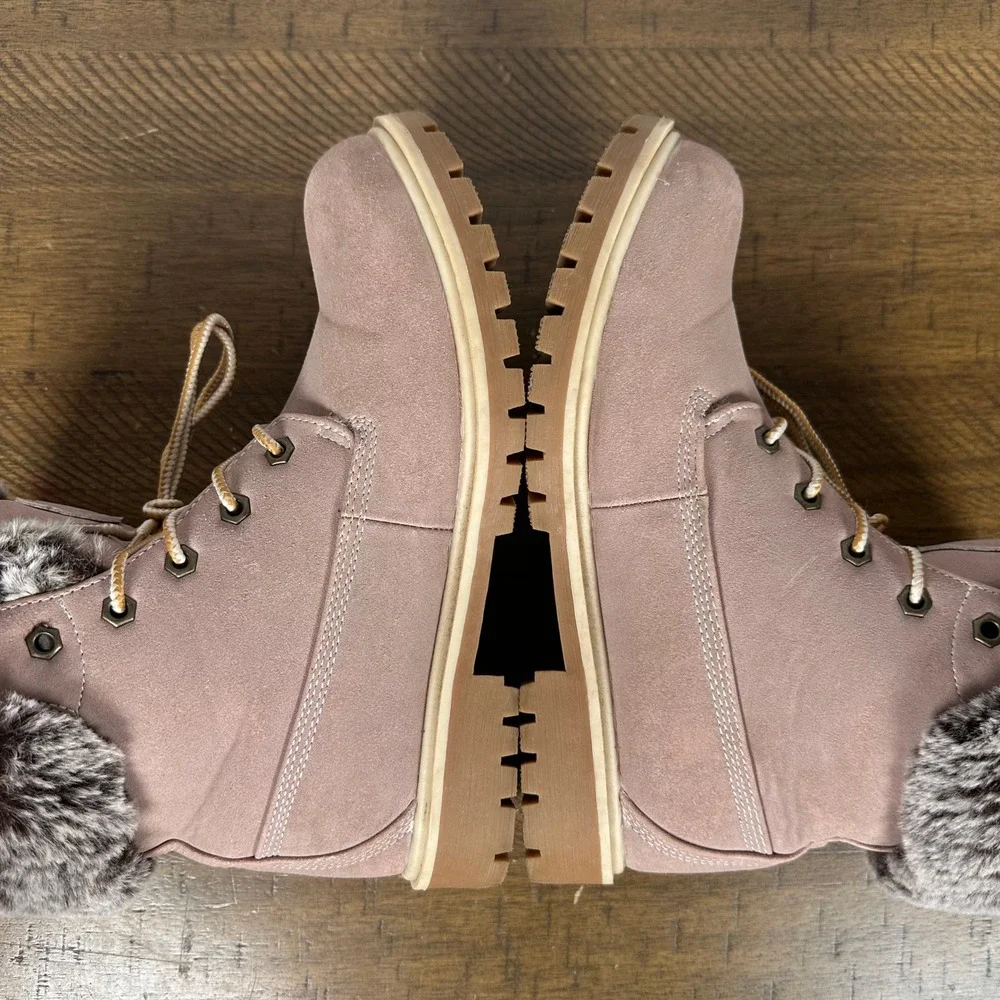 Lugz Boots Womens 10 Soft Pink Convoy Hi Faux Fur Winter Work Chunky Y2K
